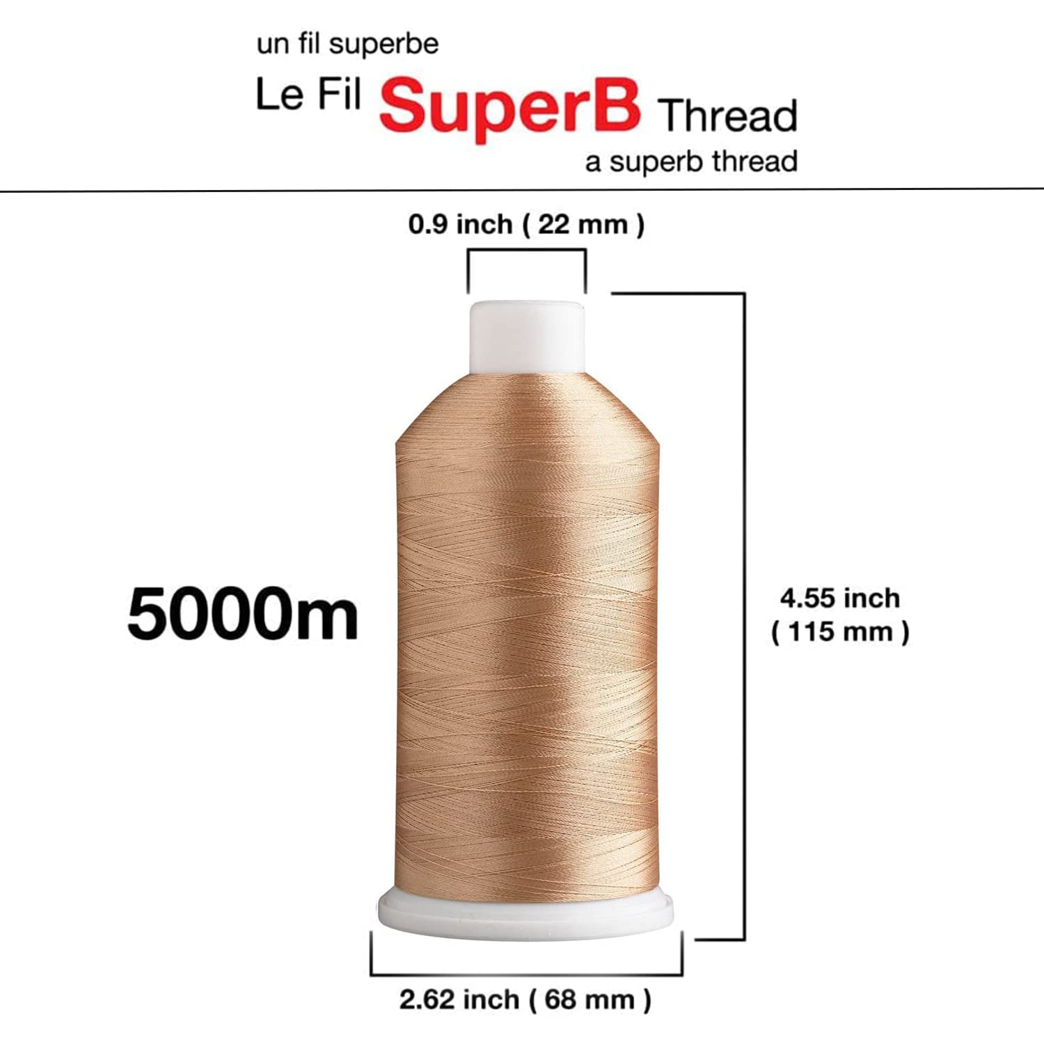 Amazon.com: 優質聚酯纖維刺繡線40wt 5000m經典象牙白米色2518 : 藝術